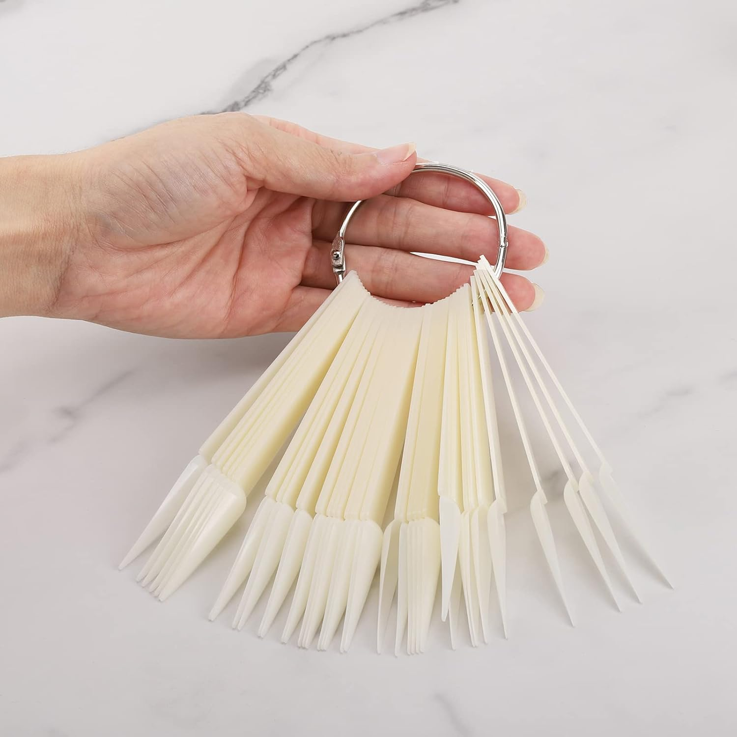 160 Pieces Nail Swatch Sticks Natural Stiletto Nail Tips Polish Color Board Pointed Tip Nail Art Practice Tips Display Nail Art Tips