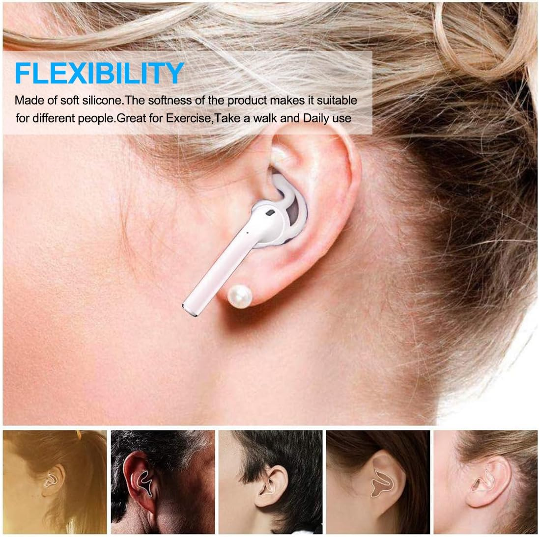 COYUN 6 Pairs of Silicone Ear Pads Compatible with Airpods Headphones, anti Drop Ear Hook for Ear Pods, Protection Headset, Non-Slip Protection, Multicoloured image number 3