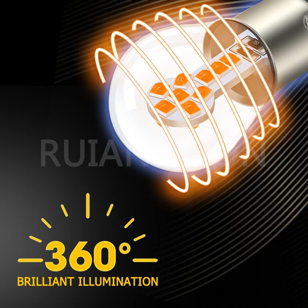 Ruiandsion 2Pcs 1157 BAY15D LED Bulb Red 2057 7508 12V Replacement for Car Brake Rear Stop Tail Lights,Non-Polarity image number 6