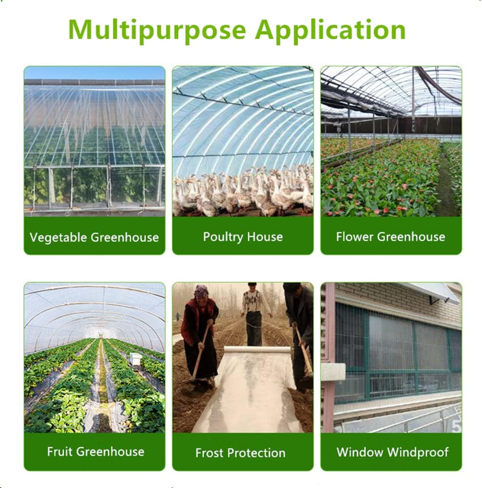 Plastic Greenhouse Film Sheeting Cover Hoop House Cover 6 Mil Thickness Greenhouse Polyethylene Film Garden Plant Cover Sheeting Freeze Frost Protection UV Resistant (6.5 Ft X 6.5 Ft) image number 6