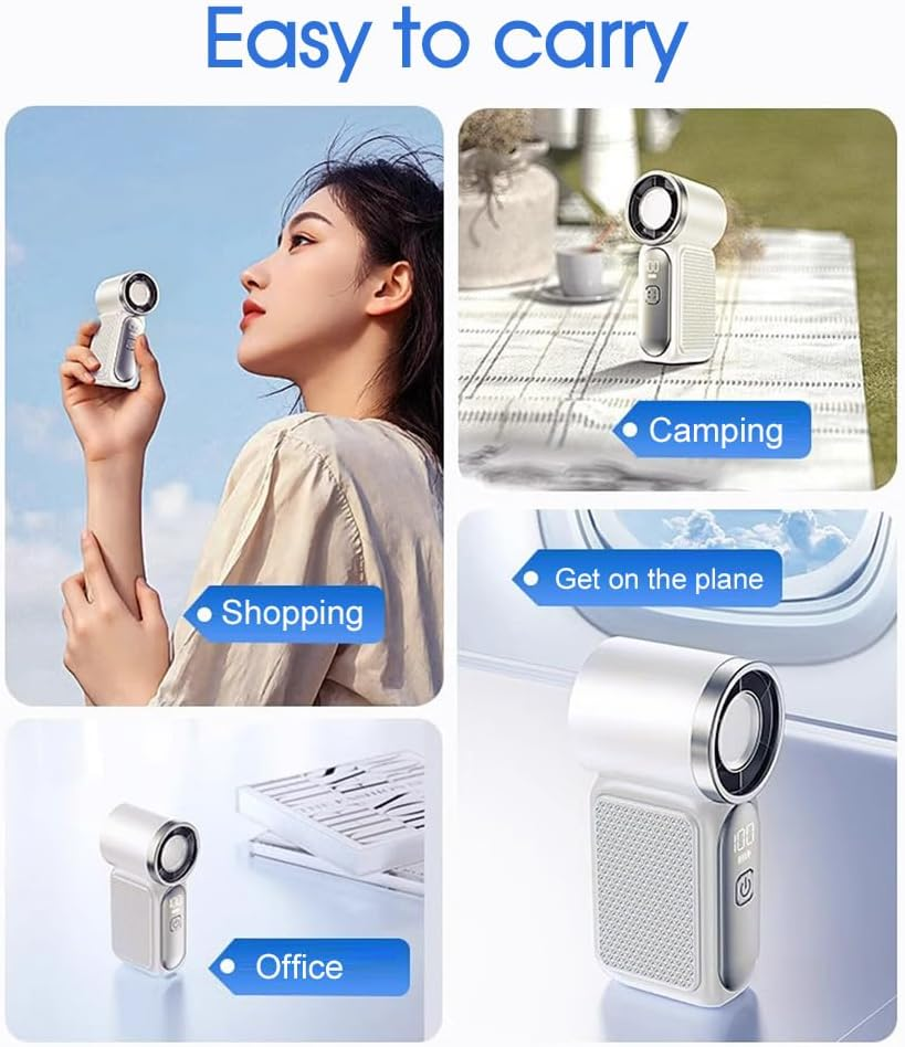 LEDON 3000Mah Portable Mini Ice Cooling Fan with LED Display &ndash; Handheld Turbo Fan with ICE Refrigeration, 360&deg; Strong Airflow, USB-C Fast Recharge, Ultra-Light Pocket Air Conditioner