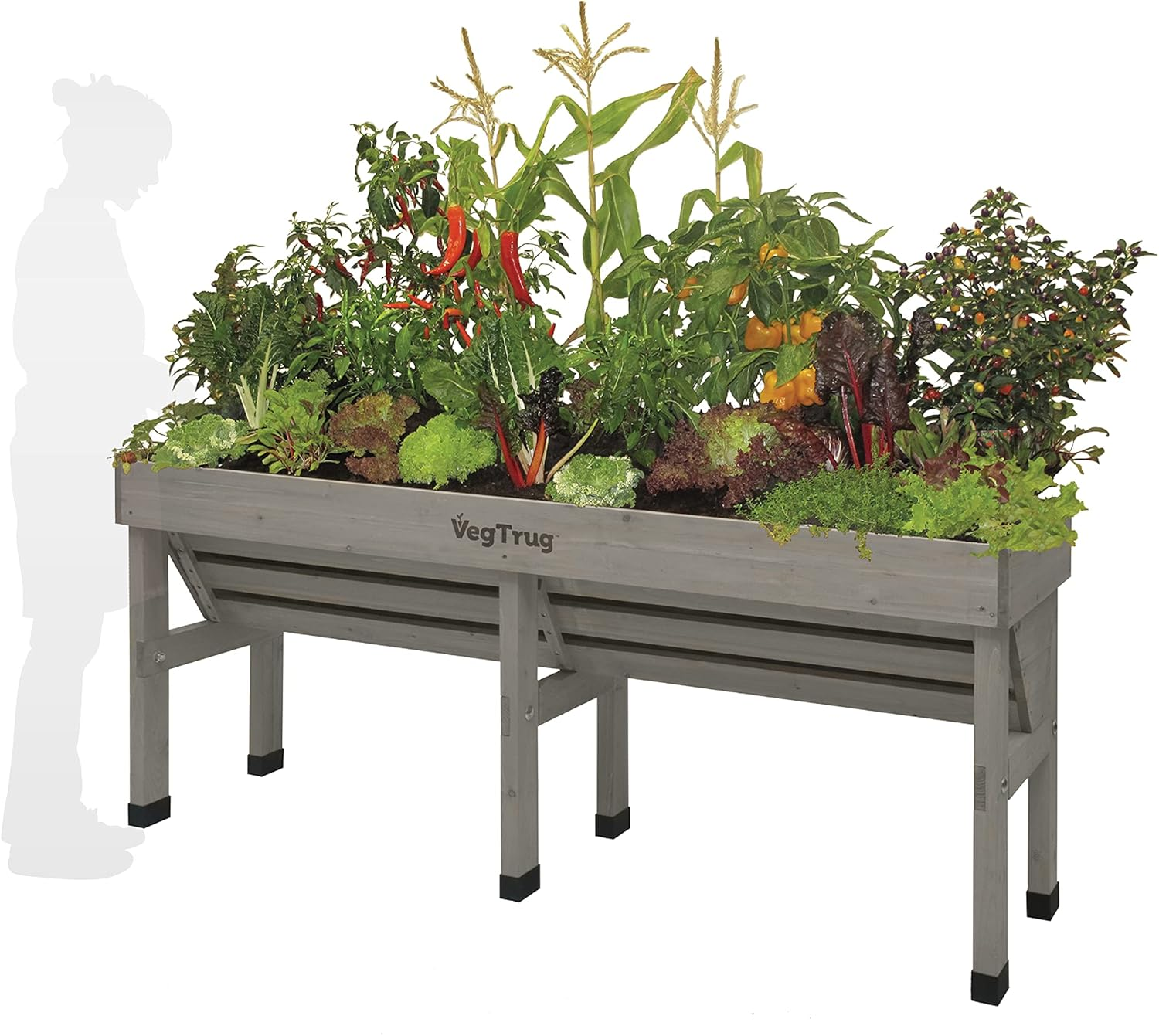 Vegtrug Wallhugger Raised Bed Wooden Planter, Grey Wash, Medium, 1.8 Metre image number 4