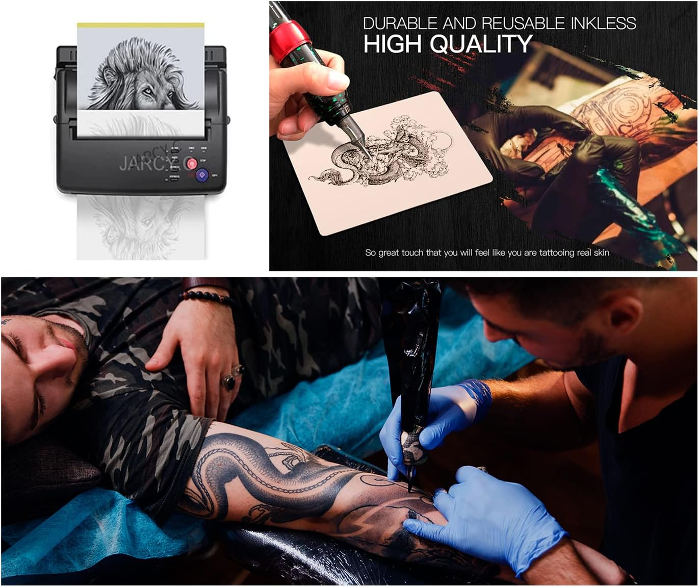 Blank Tattoo Skin Practice, 8Pcs Eyebrow Tattoo Skin Practice,Tattooing Skins Microblading Eyebrow Practice Skin for Tattoo Supplies,Tattoo Kit,For Beginners and Experienced Tattoo Artists (100 PCS Tattoo Stencil Paper) image number 5