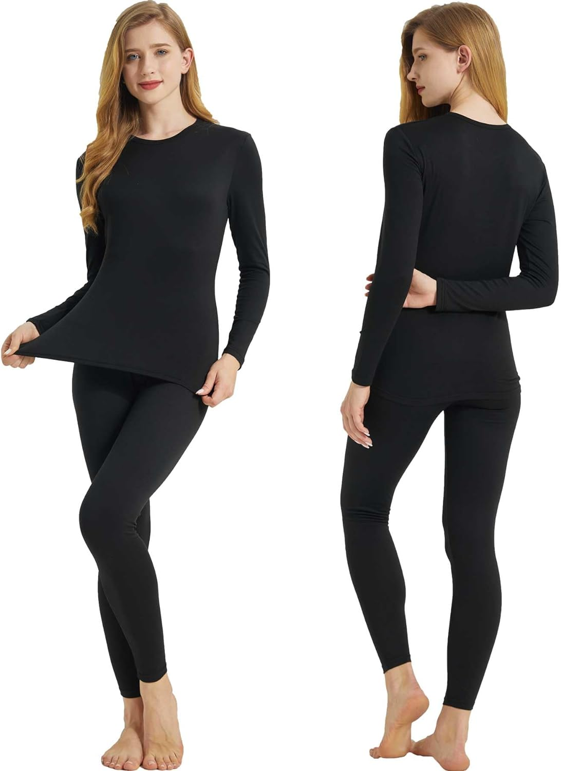 KROFZOPW Womens Thermal Underwear Sets Long Sleeve Fleece Lined Long Johns Tops & Bottoms Ultra Soft Cold Weather Base Layer image number 1