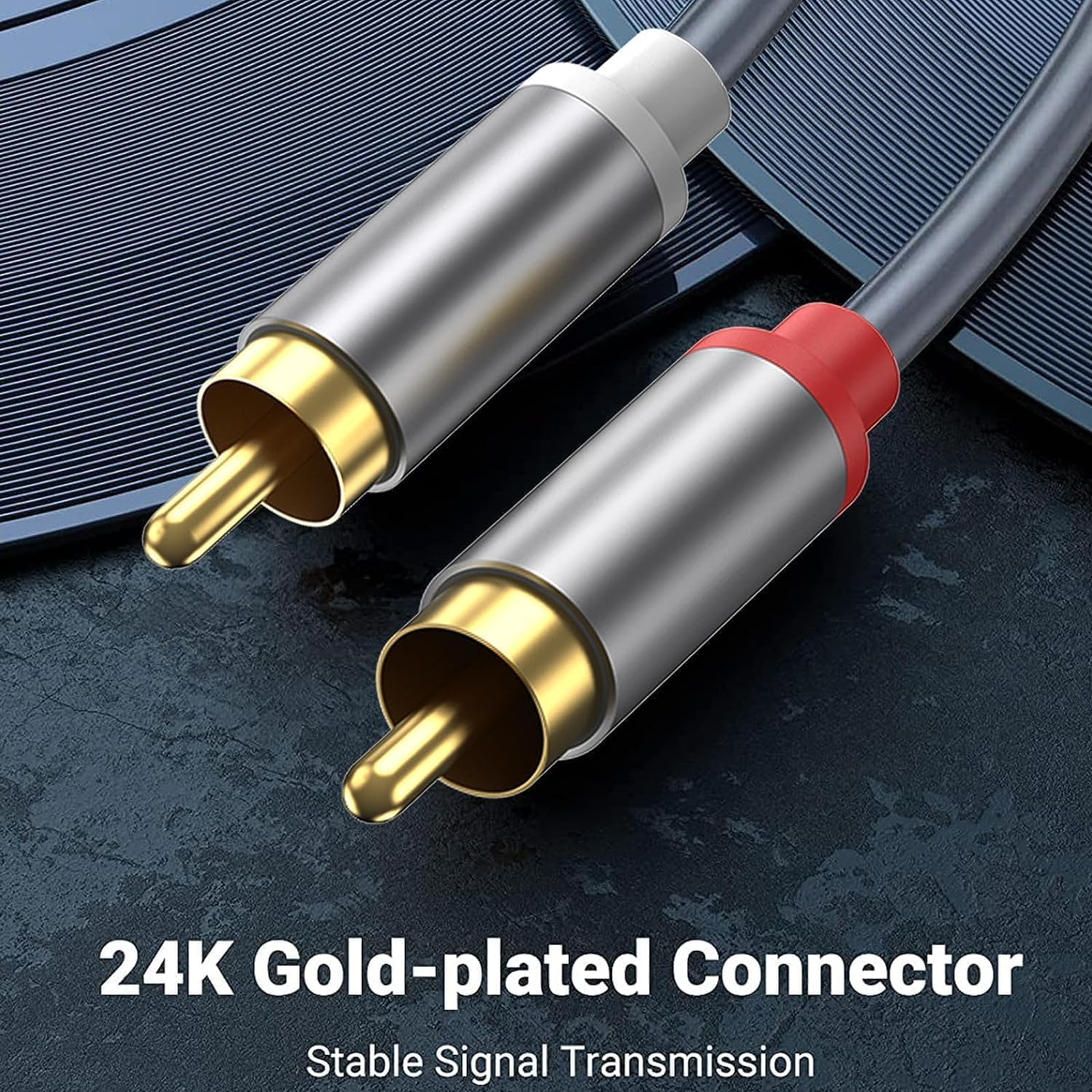 Gold-Plated 2RCA Male to 2RCA Male Stereo Audio Cable 3.3Ft/1M, Double Shielded RCA to RCA Audio Cable for Home Theater, HDTV, Gaming Consoles, Hi-Fi Systems Car Audio Speaker image number 6