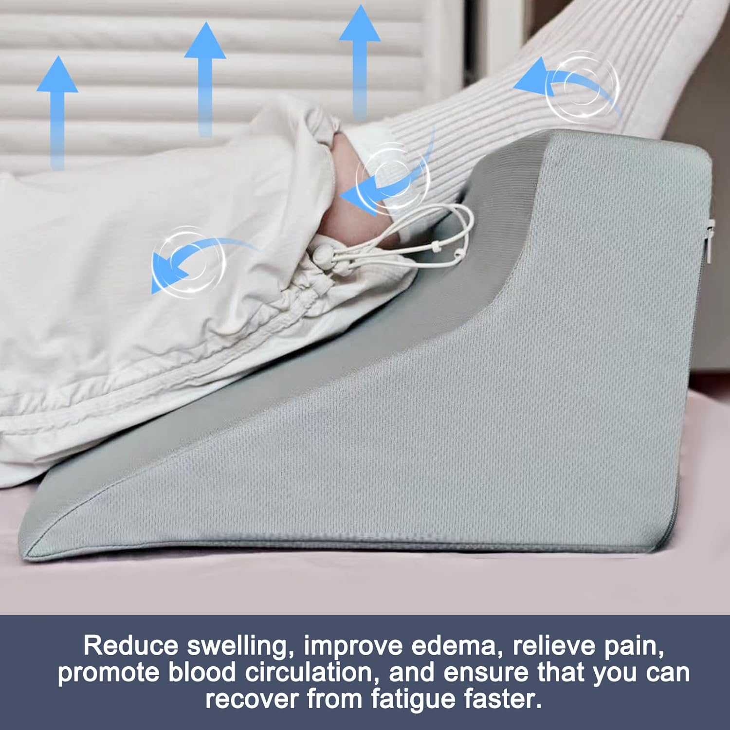 FOUXTEL Blanket Lifter for Feet &ndash; Bed Sheet Raiser, Post-Surgery Foot Elevation Pillow with Removable Washable Cover &ndash; Leg, Knee & Ankle Pain Relief for Arthritis, Neuropathy & Recovery (Grey) image number 5