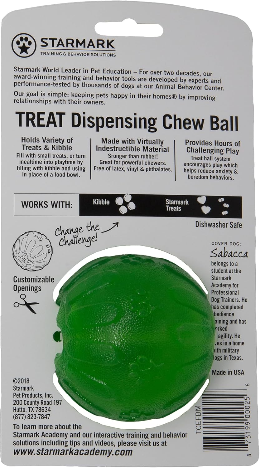 Starmark Treat Dispensing Chew Ball for Dog, Medium