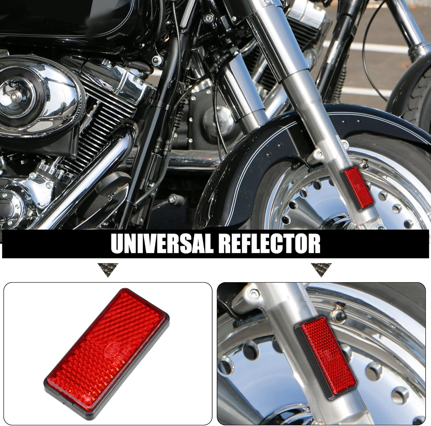 X AUTOHAUX 6 Pcs Rectangular Stick-On Safety Spoke Reflective Self Adhesive Reflector for Gate Posts Cars Trailer Motorcycle Trucks Boat Bicycle Bike Red image number 1