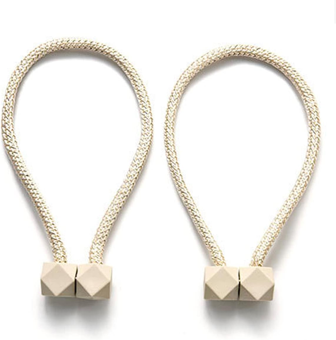 Yatinkim Magnetic Curtain Tiebacks 4 Pack Curtain Tie Back for Curtains Beige Curtains Holdbacks Holder Attachment for Draperies Magnetic Shower Drape Clips Home Decor Indoor - Beige image number 2