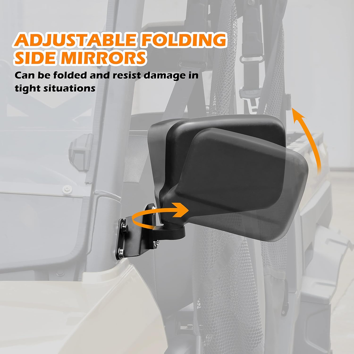 SAUTVS Adjustable Wider Rearview Side Mirrors for Polaris Ranger XP 1000, Folding Clear Rear View Side Mirrors for Polaris Ranger XP 1000 Crew 2018-2023 Accessories(2Pcs)