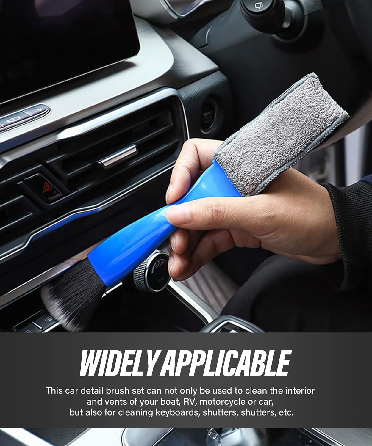 Universal 2 in 1 Duster for Car Clean,Car Bursh Tool,Double Head Brush,Auto Interior Detailing Brush,Soft Car Interior Detailing Brush Dust Brush (Blue) image number 5