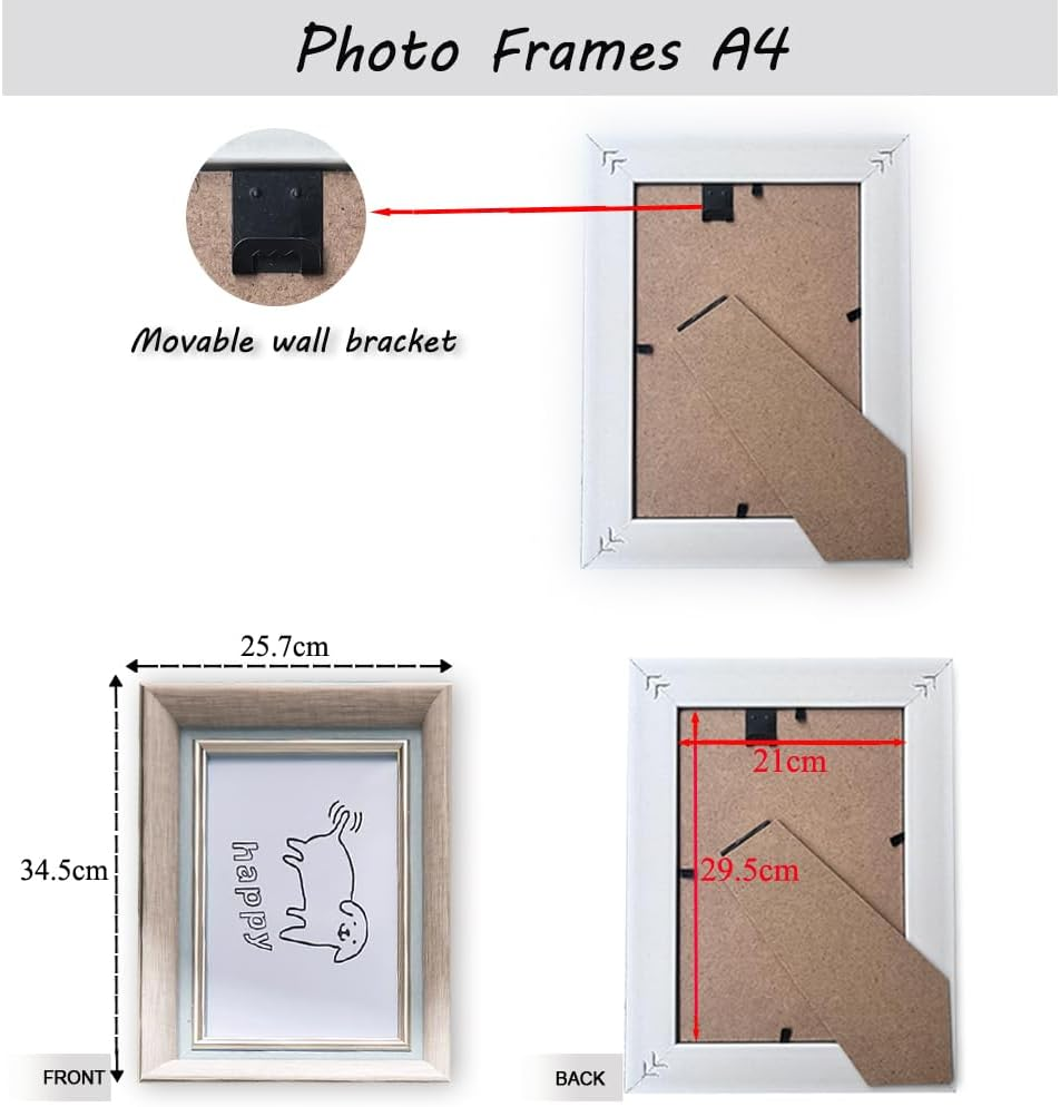 2 Pack Photo Frames A4 Picture Frame,Wall Hange and Table Decor for Home,Office,Gallery（Linen Blue） image number 5