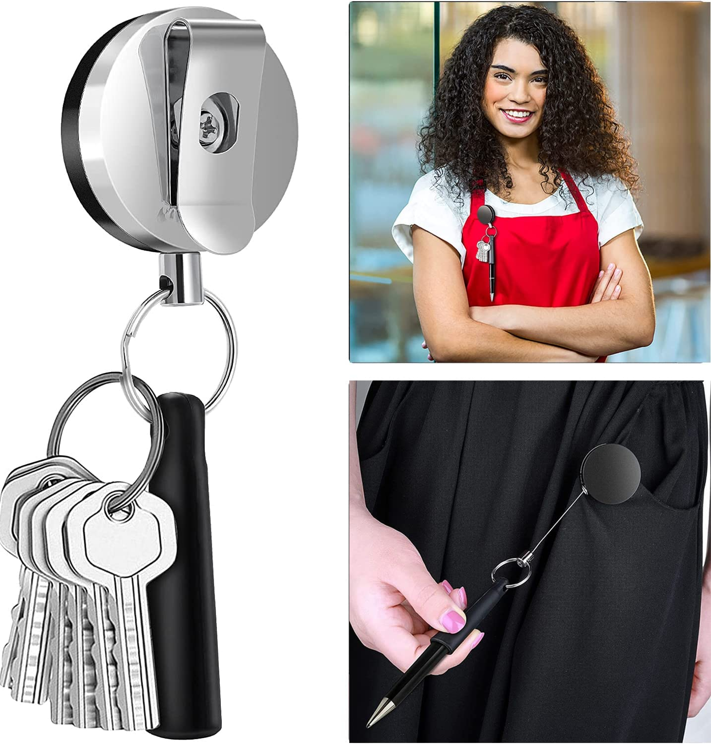 LALOCAPEYO 4 Pcs Heavy Duty Retractable Pull Pen Holder for Markers and Carpenter Pencils, Stretch Silicone Pencil Holder for Elastic Silicone High Stretch High Tension