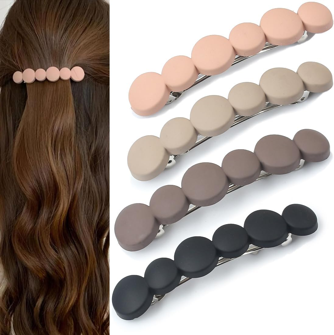 Bangbobi Set of 4 French Hair Clips, Small, Automatic Hair Clip Set Made of High-Quality Acrylic, Vintage Design for Medium to Long Hair image number 5