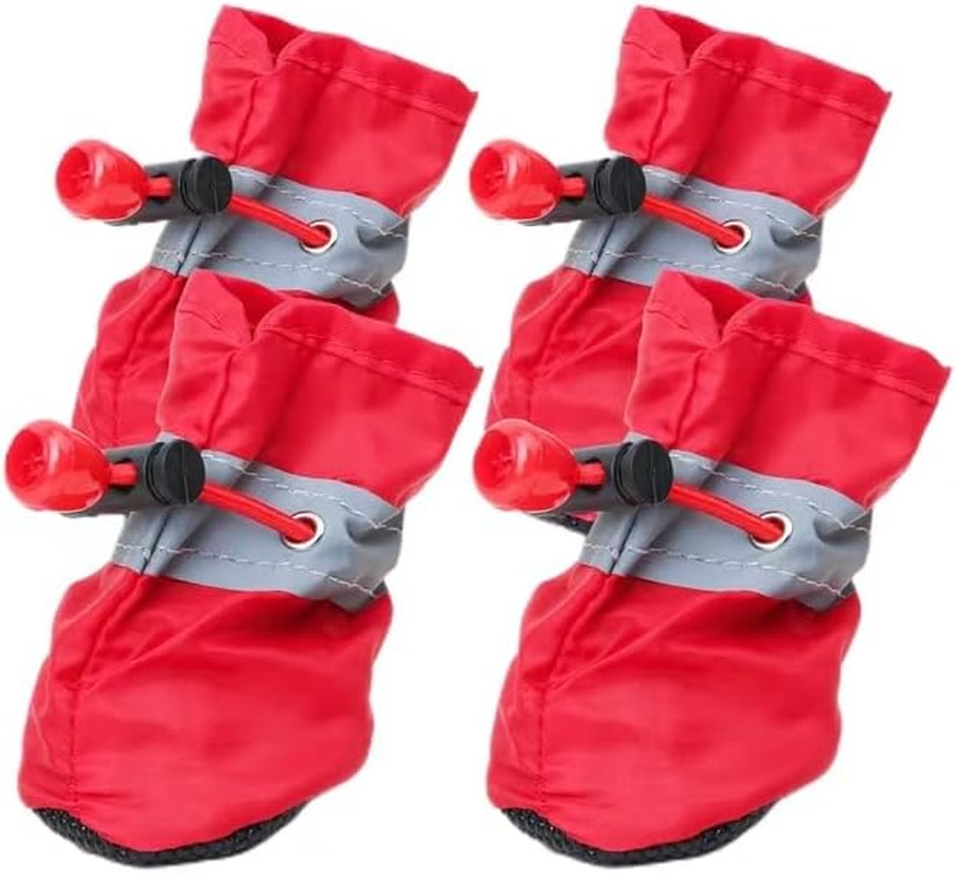 Dog Boots Water Resistant Dog Shoes with Reflective Straps, Soft Plush Lining and Anti-Slip Sole (Red, 4) image number 5