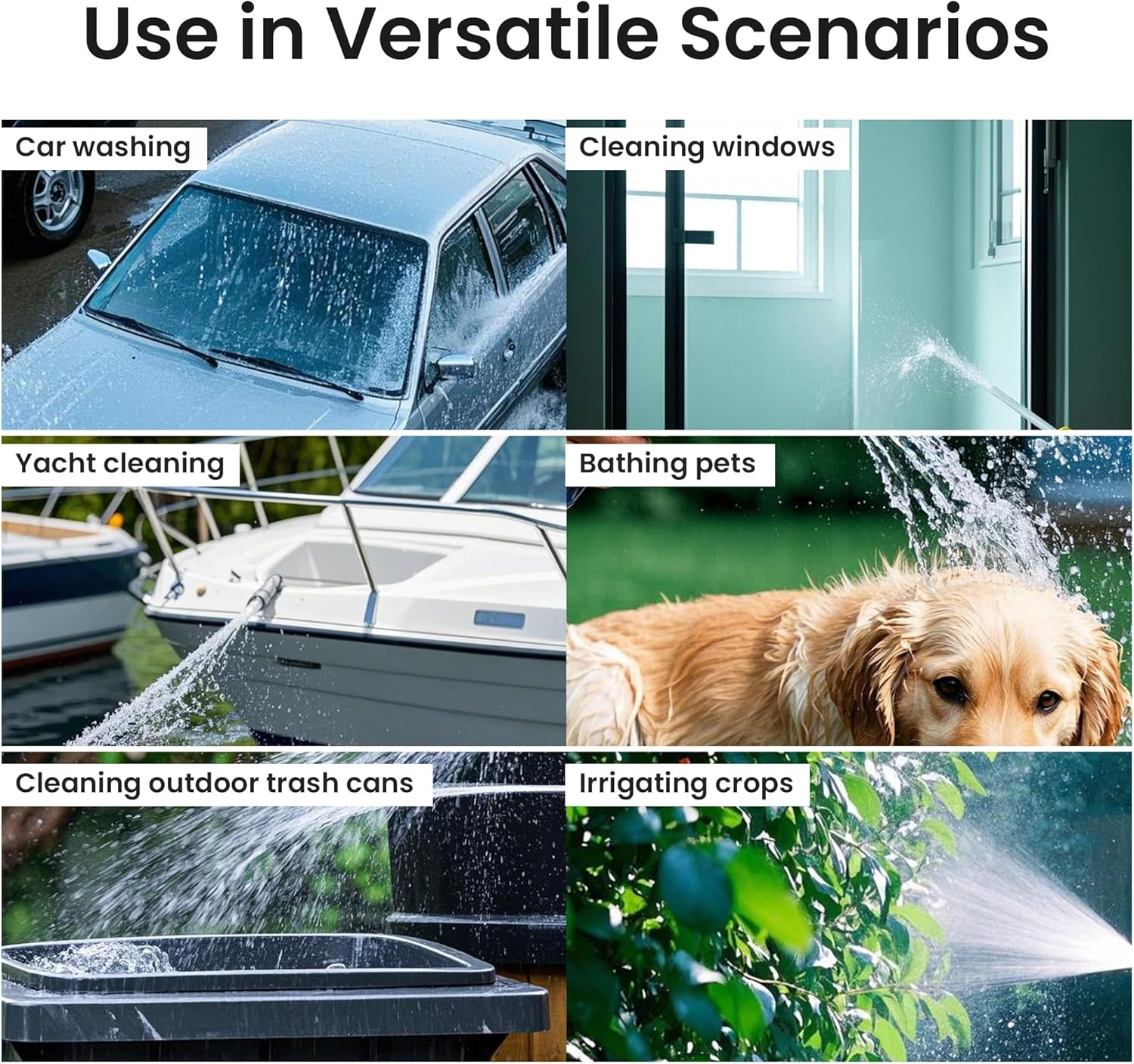 ROWNYEON Portable Cordless Pressure Washer, 1100PSI Pressure Washer with 4.0Ah Battery, Brushless Motor, 3 Levels Pressures, Foam Cannon & 6-In-1 Nozzle, for Car Yard Garden Cleaning (Black) image number 3