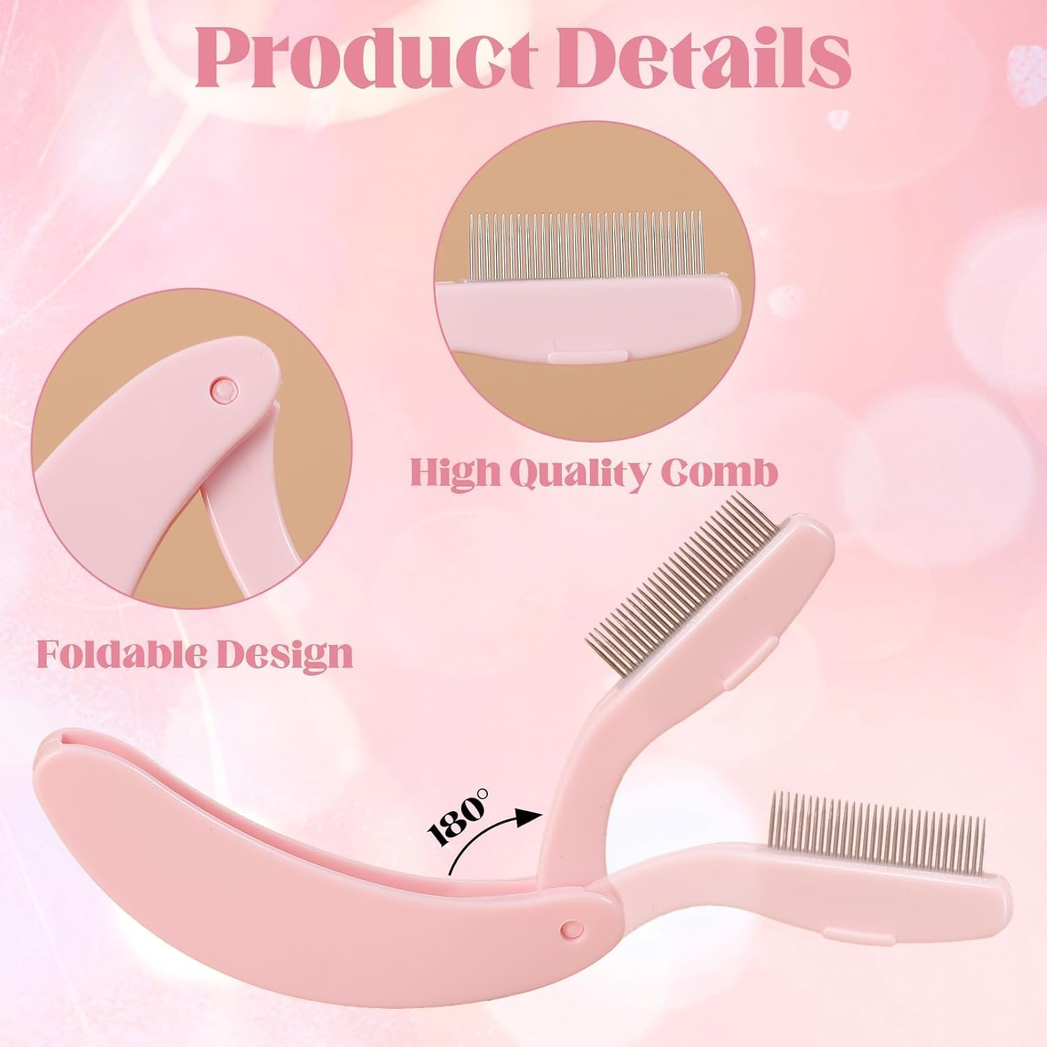 Folding Stainless Steel Metal Teeth Eyebrow Separator Comb, 4Pcs Foldable Eyelash Comb Dense Lash Separator Eyebrow Brush, Folding Eyelash Lash Separator Comb Brush with Metal Teeth for Women