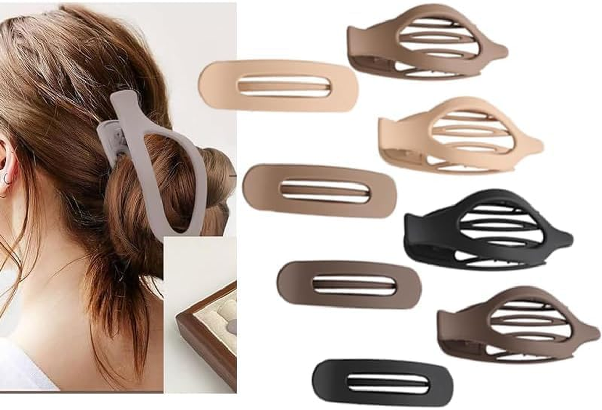 Neutral Color Flat Claw Clips, 8Pcs French Concord Flat Hair Clips,French Concord Curved Flat Hair Clips,Lay Flat Hair Claw Clips,French Concord Lay Flat Claw Clips,Flat Hair Clips for Women Girls image number 6