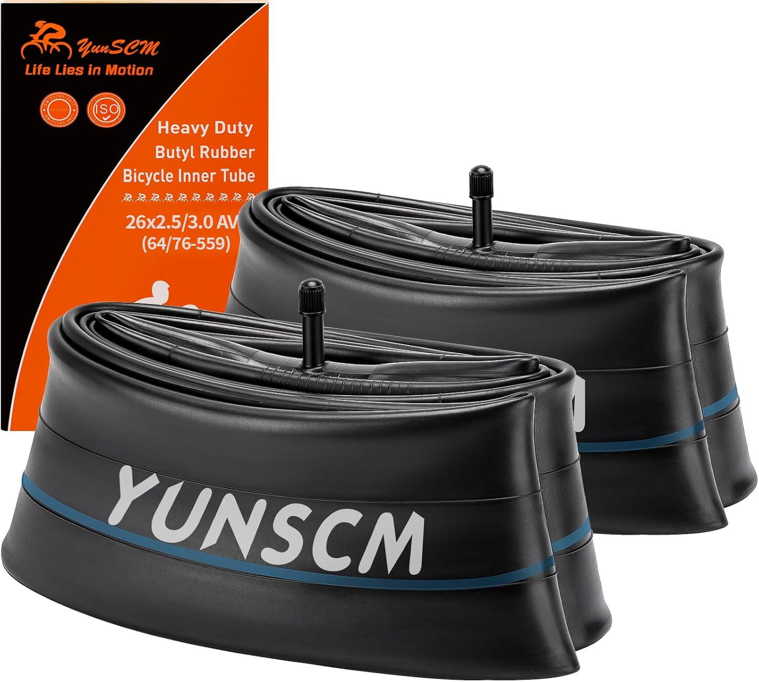 Yunscm 2 Pcs,26X3.0 Bike Tubes Heavy Duty,Schrader Valve 32Mm,26X2.5/3.0 Bike Inner Tubes,Mountain Bike Tube 26X2.5/2.6/2.75/2.8/3.0,Fat Bike Tubes 26X3.0 image number 2