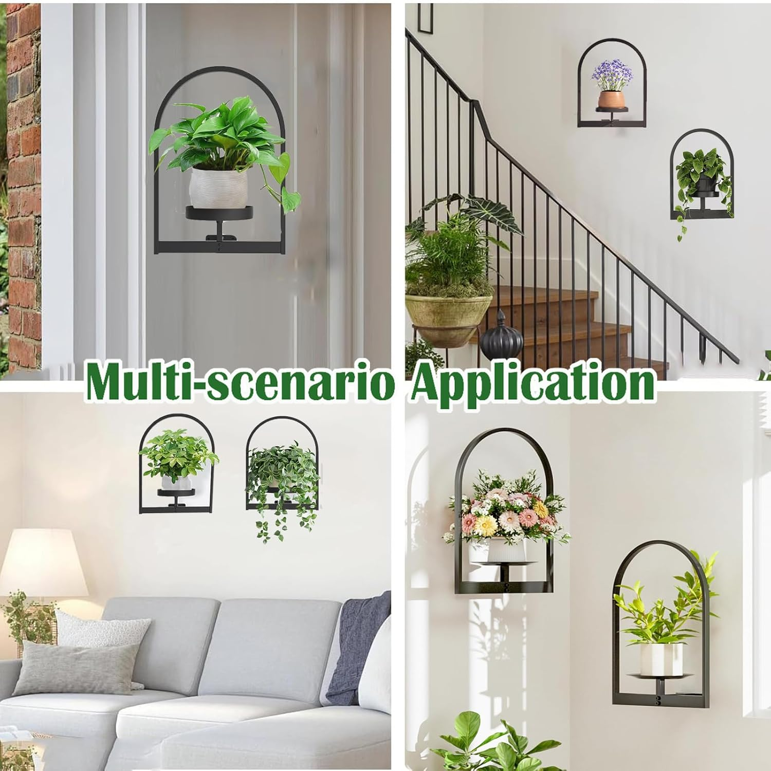 Wall Planters for Indoor Plants,2 Pack Wall-Mounted Hanging Planter Holder,Metal Plant Stand Indoor Wall Decor,Flower Floating Shelves Decor for Living Room Balcony Entryway image number 4