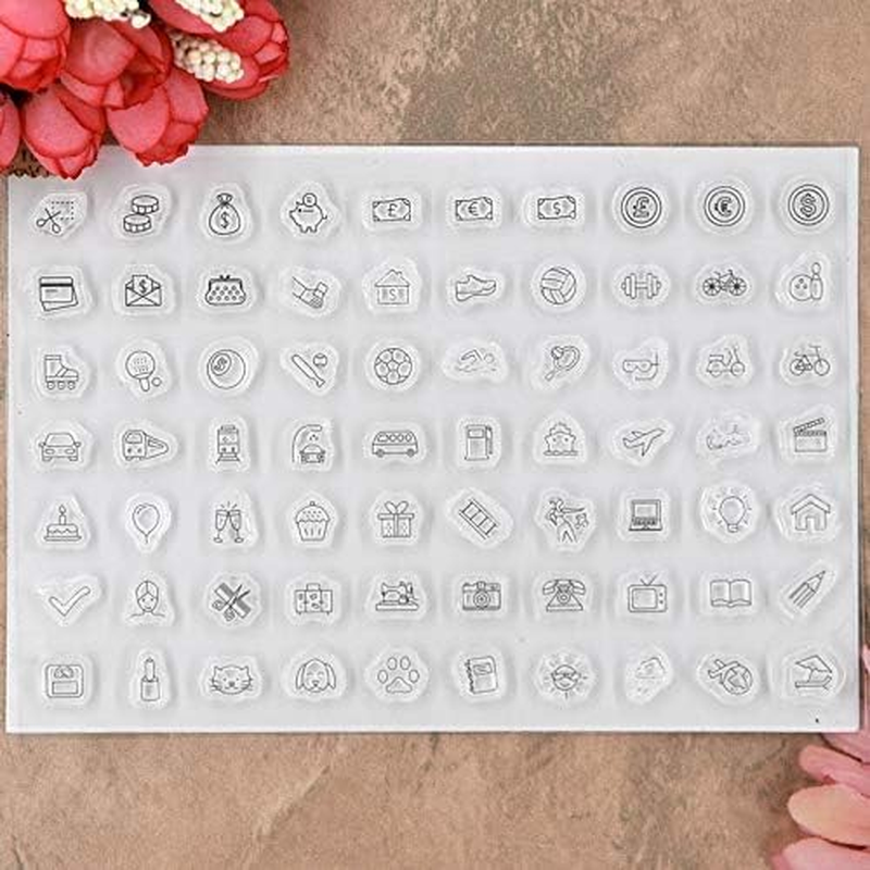 Kwan Crafts 2 Sheets Different Style Daily Life Pattern Clear Stamps for Card Making Decoration and DIY Scrapbooking image number 1