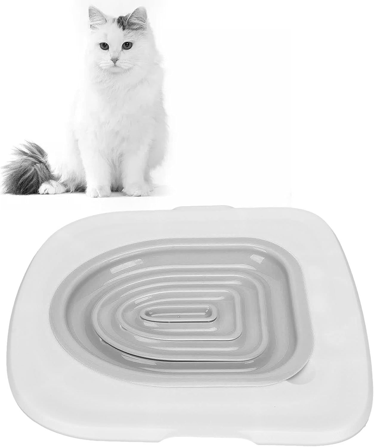 Luqeeg Cat Toilet Training System, Professional Teach Cat to Use Toilet Cat Toilet Training Kit Universal Reusable Kitty Toilet Trainer Urinal with Design Blue Tray (White Tray, 1 Gray Inner Support) image number 1