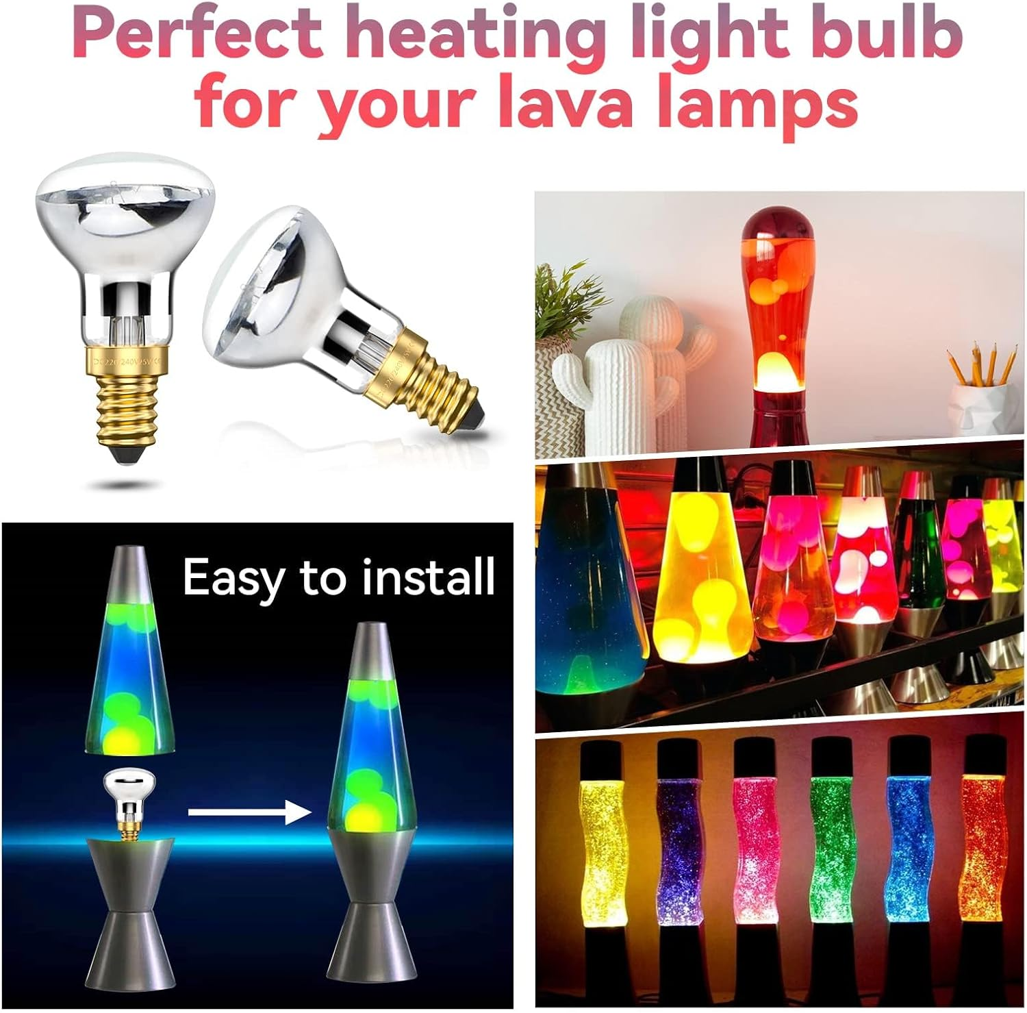 Bonlux R39 E14 Reflector Bulbs Spot Lights Lava Lamp 25W Super Bright Small Edison Screw Base SES Energy Saving Light Bulbs Warm White 2400-2600K 360 Degree Wide Beam Angle 240V Dimmable (4-Pack) image number 5