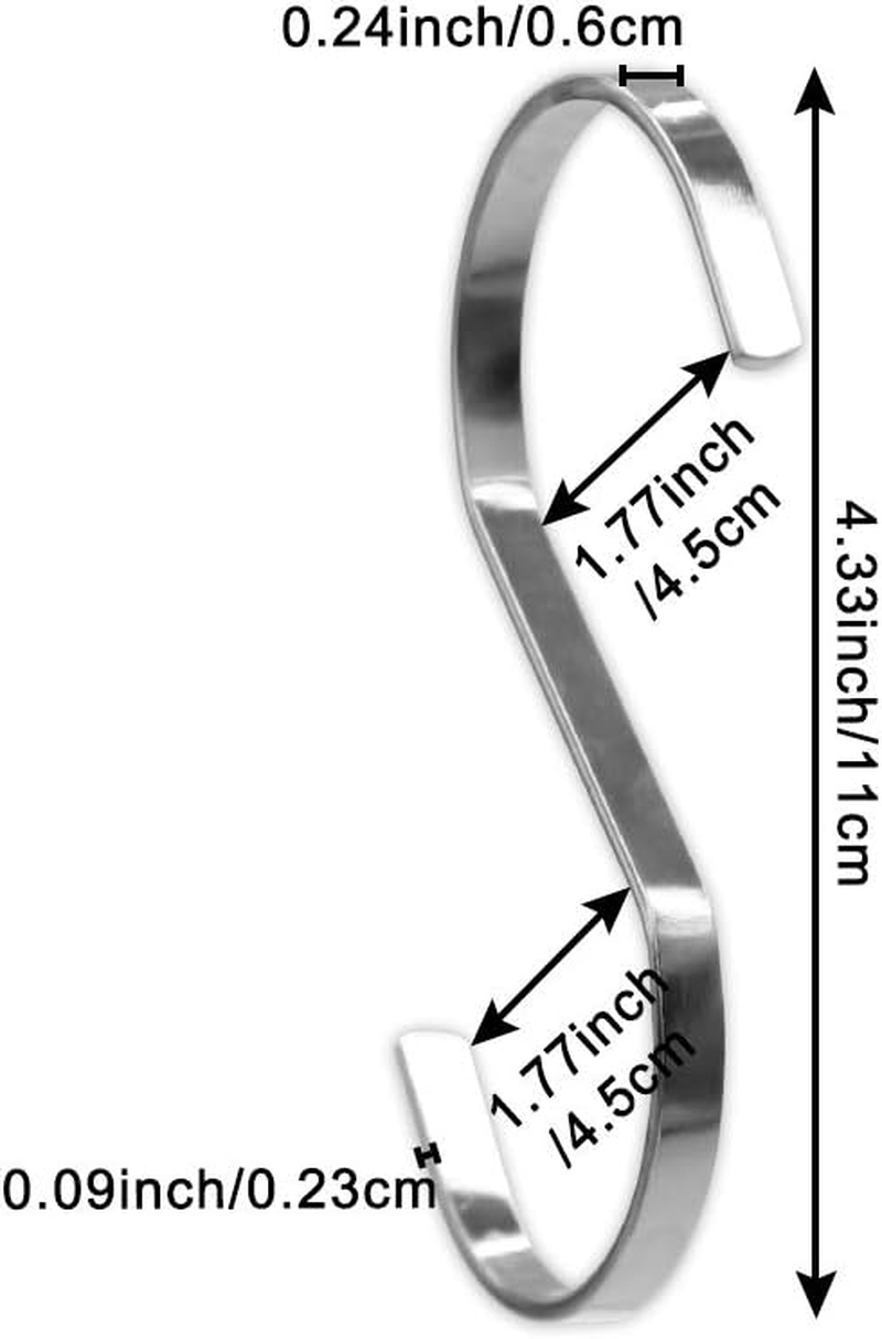 Sumdirect 10Pcs 3.9 Inches Flat S Shape Chrome Finish Heavy-Duty Stainless Steel Hanging Hooks for Scarf, Apparel, Kitchenware, Utensils, Plants, Towels, Gardening Tools, Clothes (Black) (Silver) - Rose Gold image number 4