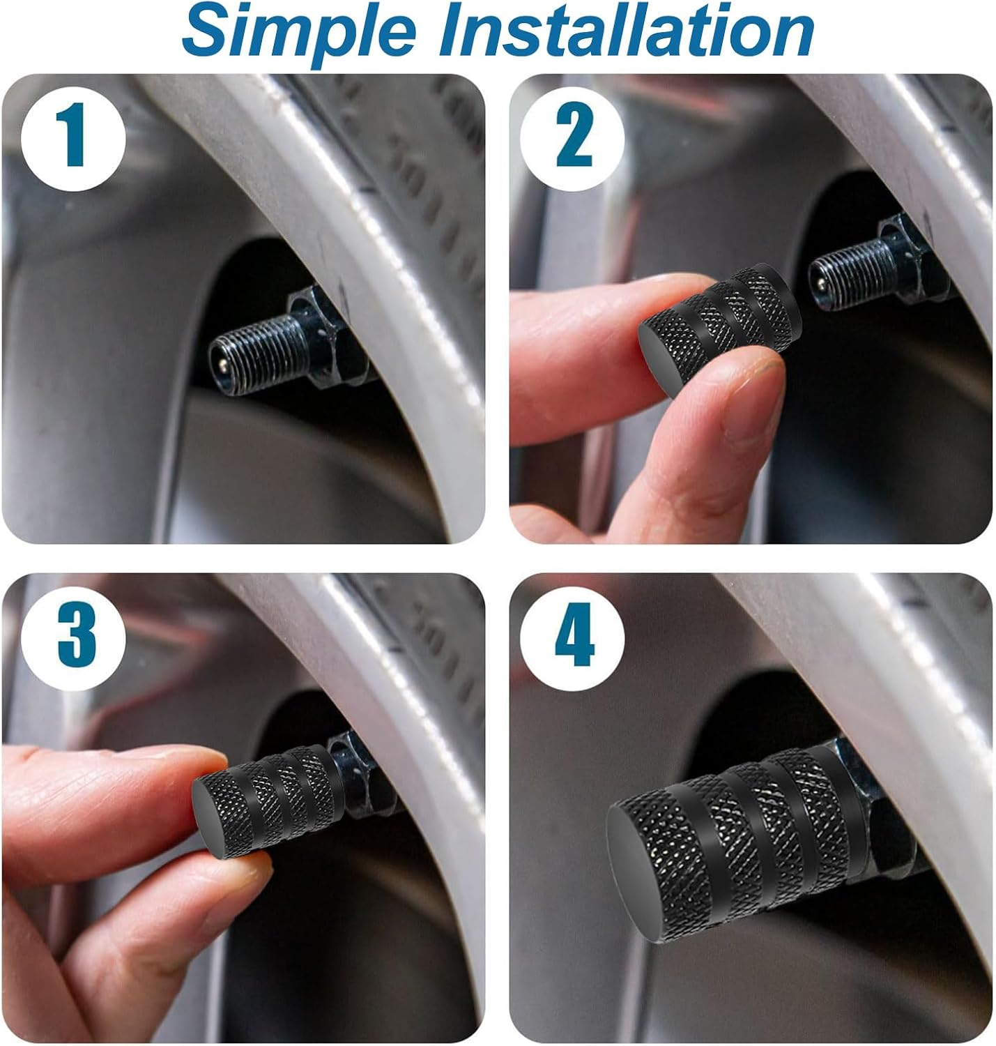 8 Pcs Tyre Valve Caps,Black Dust Caps for Car Tyres Tire Valve Stem Caps,Durable Universal Aluminum Tyre Dust Caps Stem Cover for Cars, Bike and Bicycle, Trucks, Motorcycles image number 2