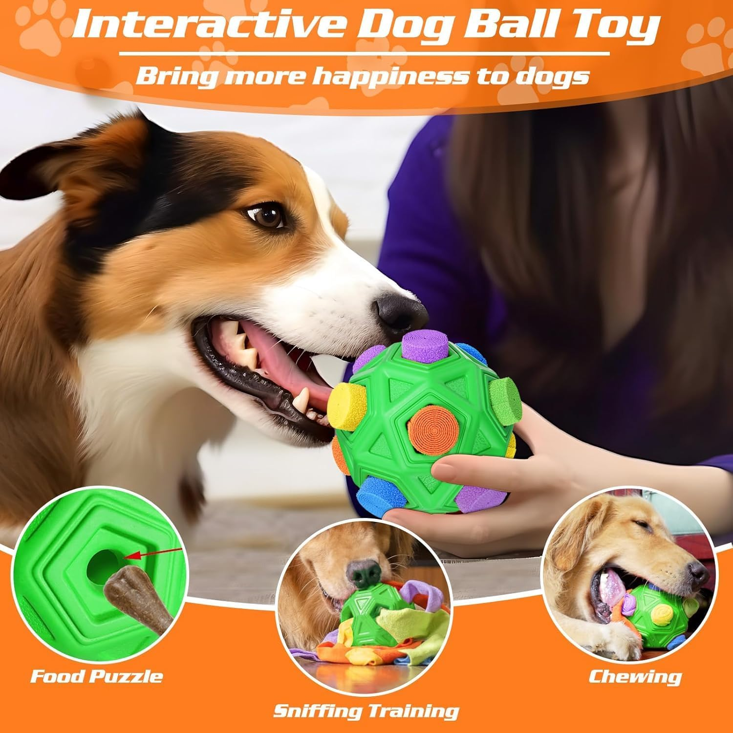 Interactive Dog Toys Snuffle Ball with Dog Bowl Encourage Natural Foraging Skills Slow Food Training to Relieve Boredom and Stimulating,Cloth Strip with Hidden Food Dog Puzzle Toys for Any Size Dogs image number 5