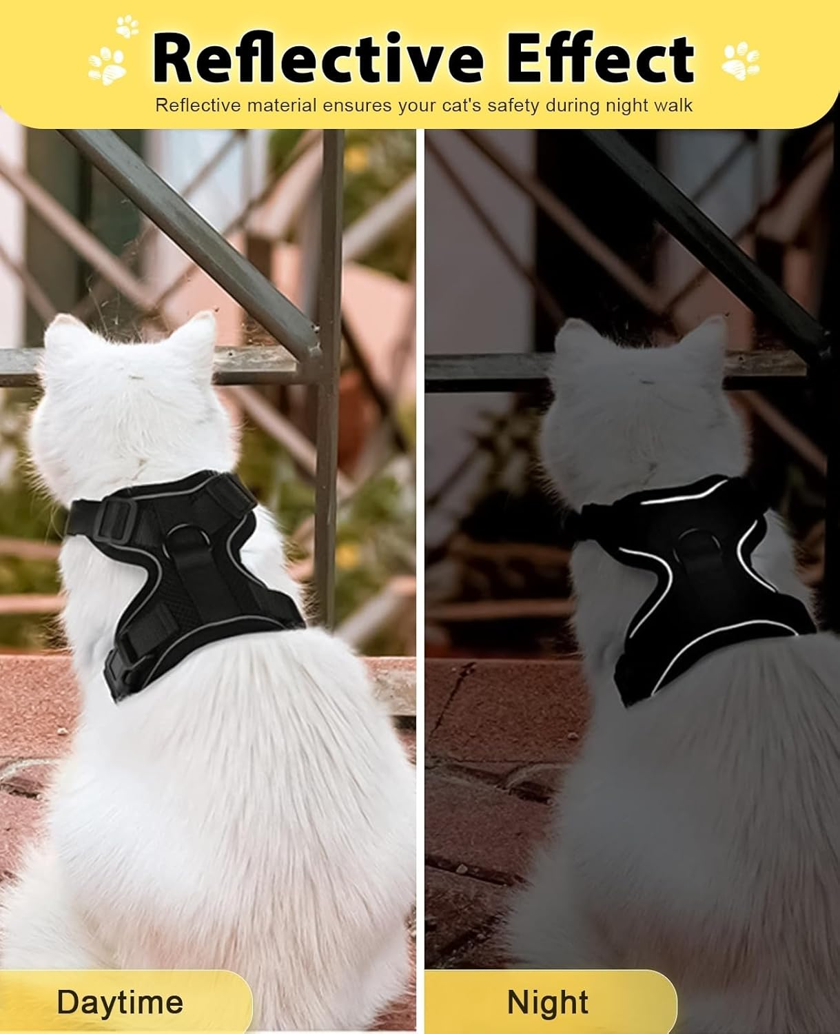 Escape-Proof Cat Harness & Leash Set, Adjustable Soft Vest with Reflective Trim for Outdoor Walking Safety (Durable Polyester) (S-Pink)