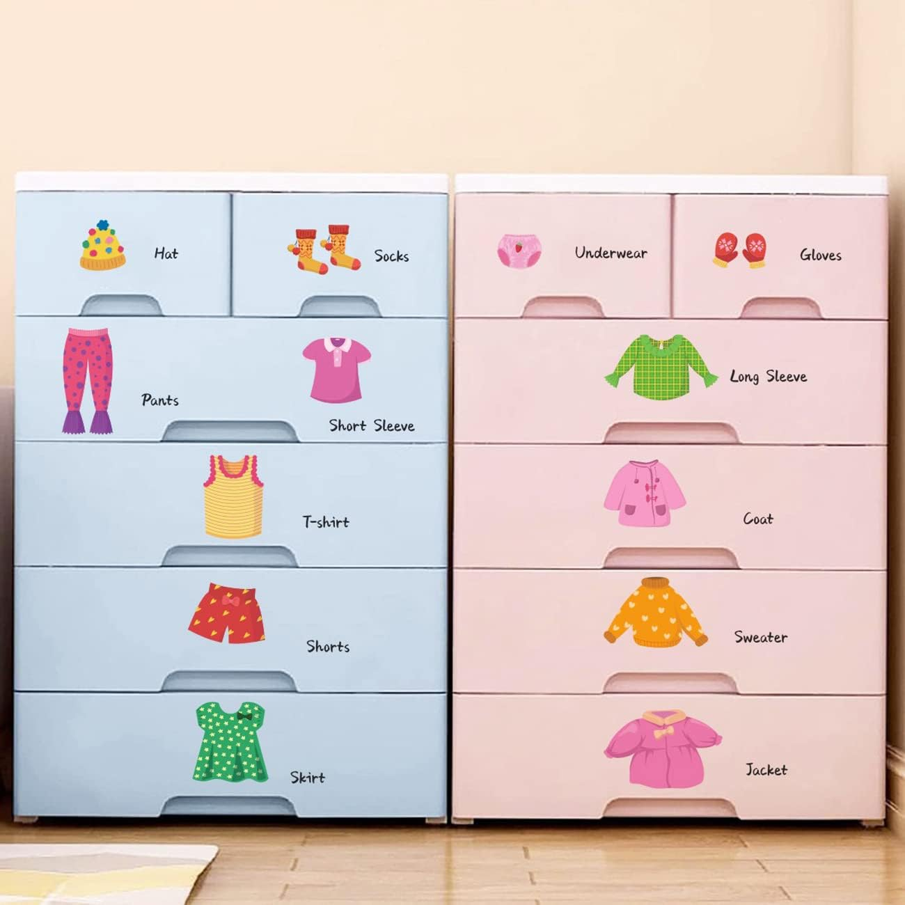 Maydahui 26Pcs Girl'S Boy'S Dresser Clothing Decals Clothes Sort Wall Sticker Removeable Clothes Classification Label for Wardrobe Closet Drawer Organizing Home Bedroom Decoration Nursery Decor image number 3