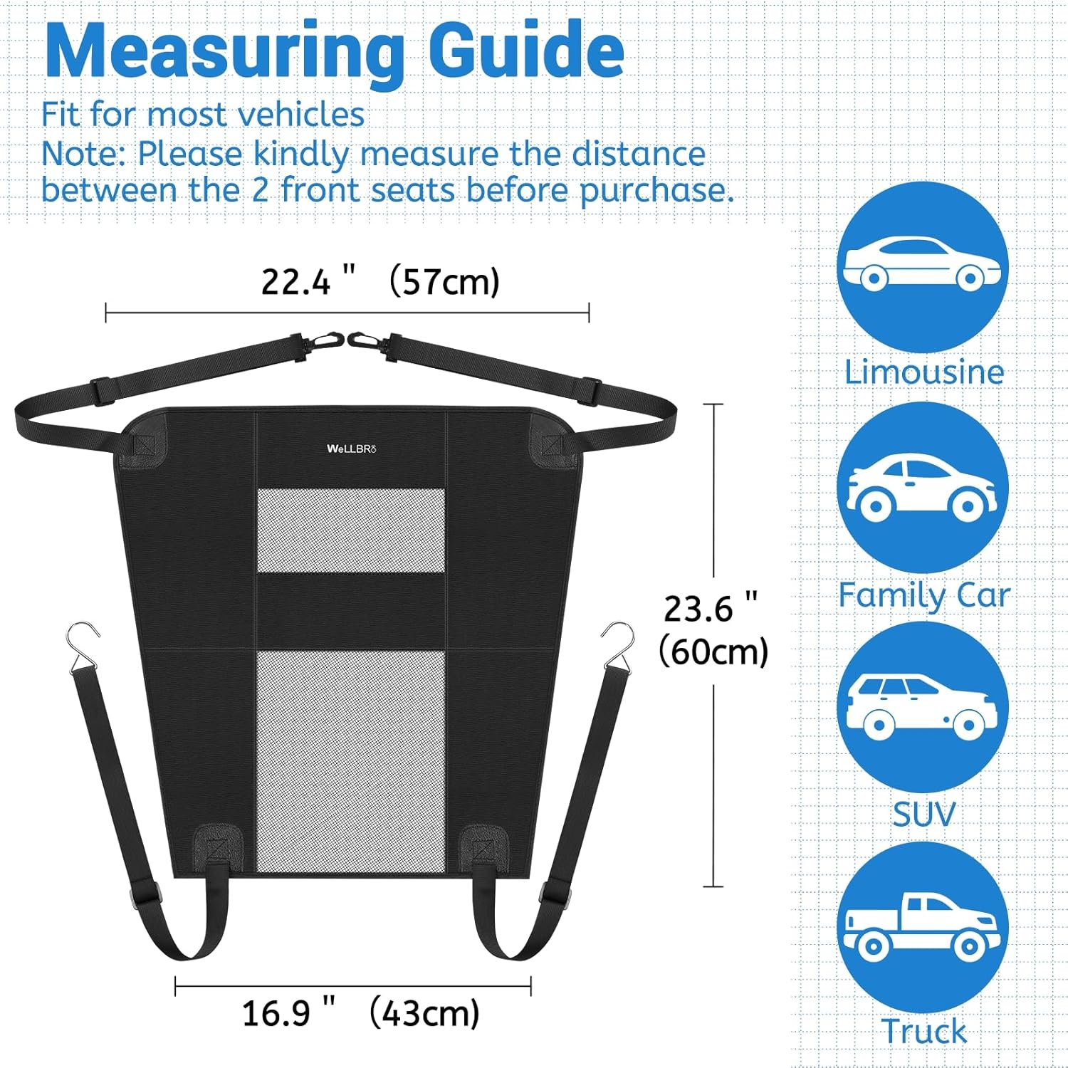 Dog Car Backseat Barrier, Padded and Durable Nylon Net Pet Barrier, Vehicle Travel Dog Fence with 2 Mesh Windows, for Safe Driving, Easy to Install and Adjust for All Cars image number 5