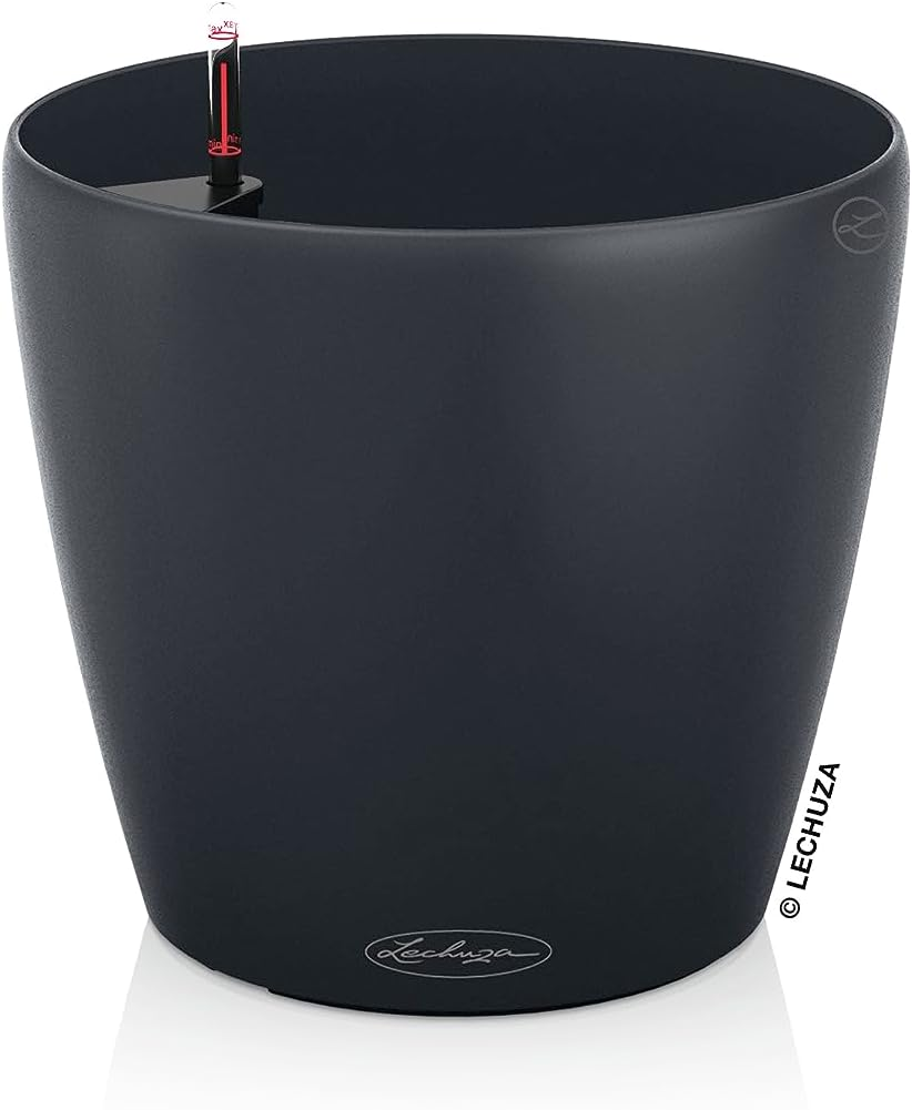 LECHUZA Self Watering Plant Pot Classico Color 18 Garden Small Flower Indoor Outdoor Table Plastic Planter with Drainage Hole D19 H17 Cm Nutmeg