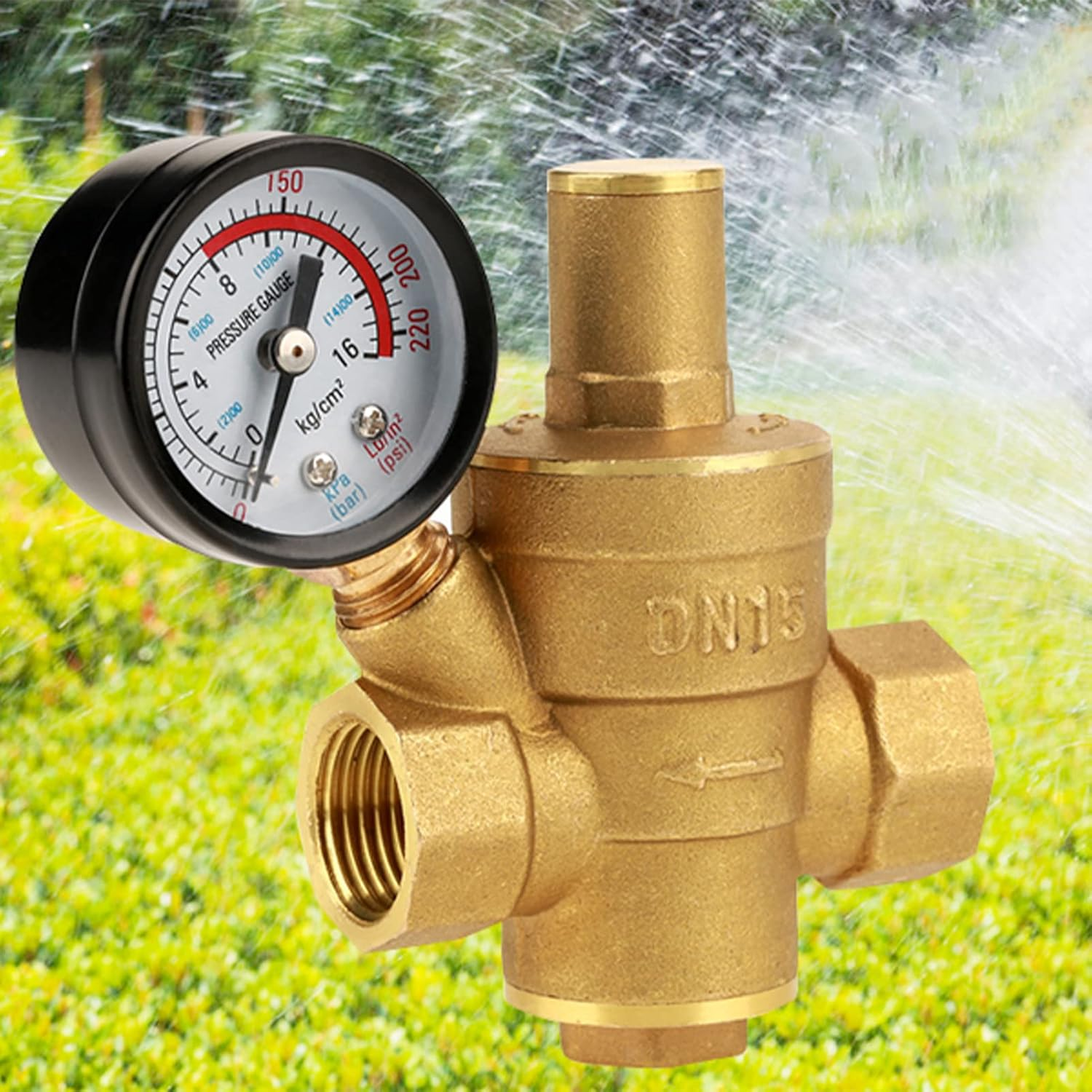 Pressure Regulator Regulated Water Pressure Regulator for Water System Equipment, DN15 Brass Pressure Reducer Valve with Gauge Meter image number 1