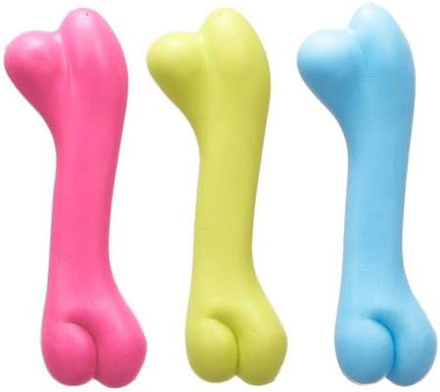 Dog Bite Toy Bone Shape | Set of 3 Teething Rings for Dogs 12Cm in 3 Happy Colours | Pet Set