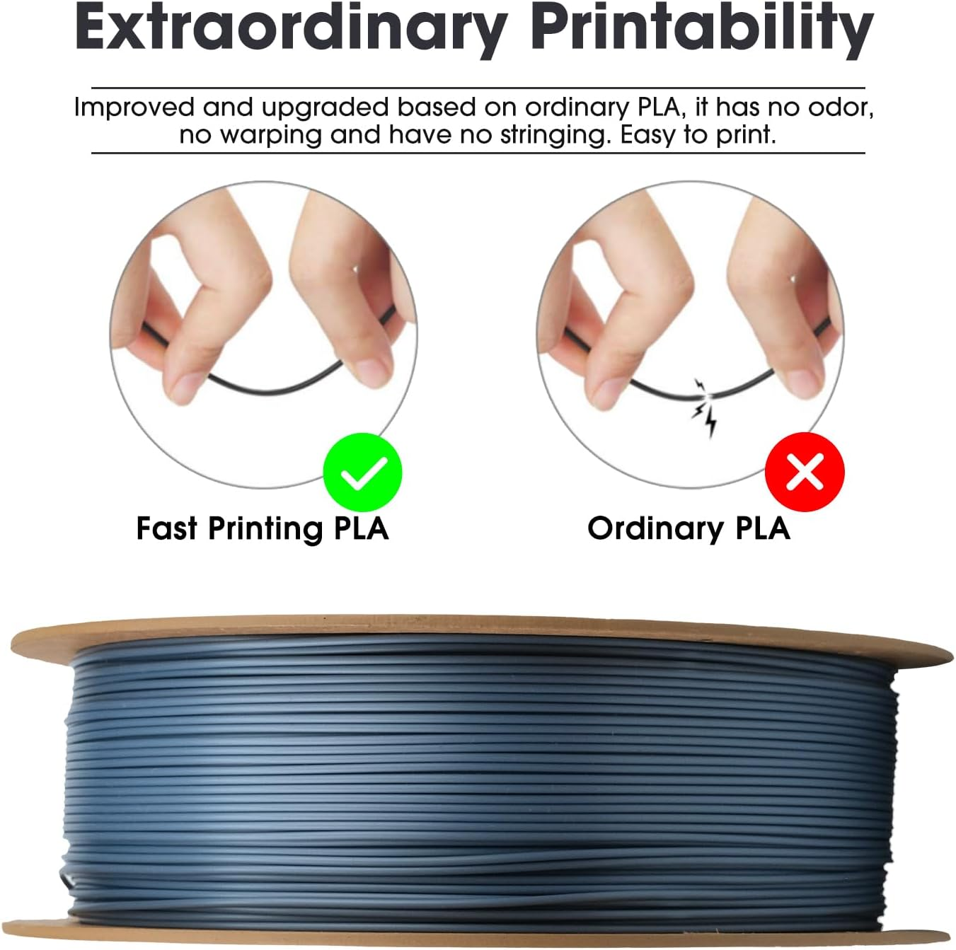 Esun Basic PLA Filament 1.75Mm, Epla 3D Printing Filament Dimensional Accuracy +/- 0.03Mm, 1KG Spool (2.2 LBS) Compatible with Most 3D Printer,Grey