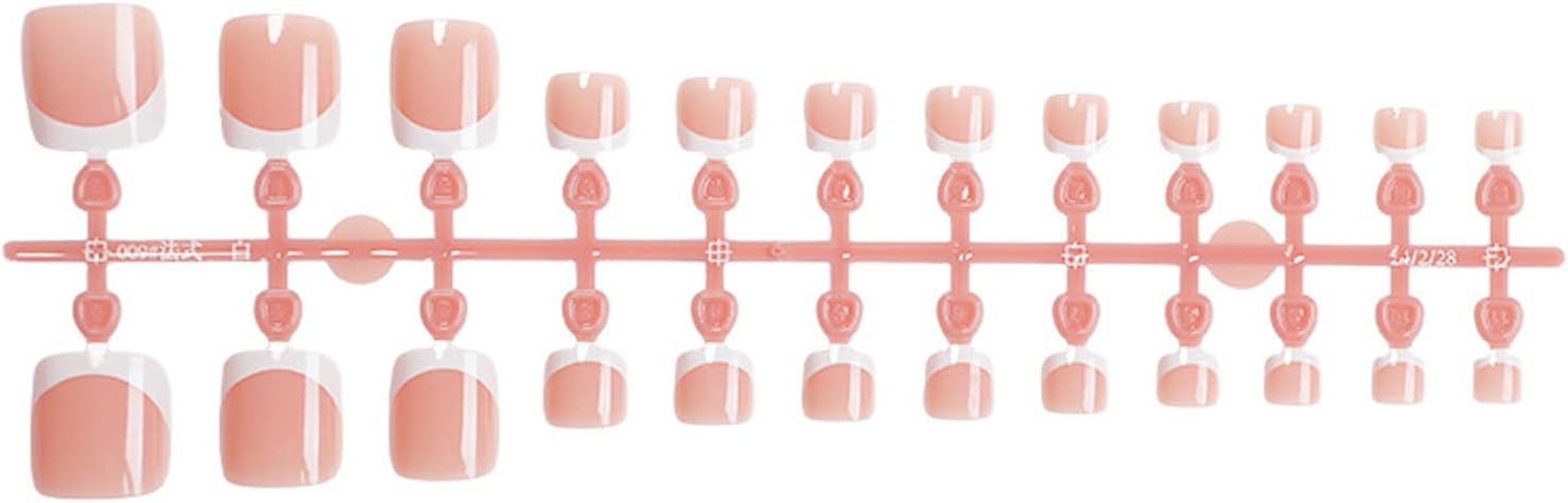 Press on Toenails 24Pcs Reusable French Tip False Toe Nails - Natural Looking Full Cover Artificial Nails for Women, Manicure & Pedicure, Daily Use, Party, Wedding image number 3