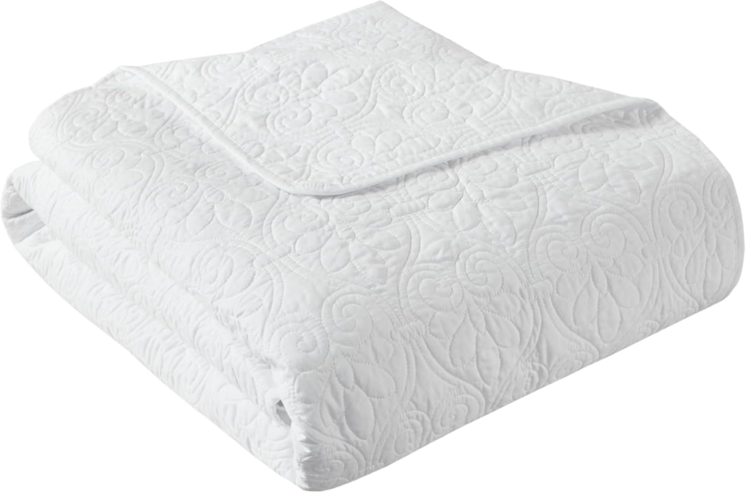 Madison Park Tuscany Oversized Quilted Throw with Scalloped Edges, 60 by 72", Ivory image number 5