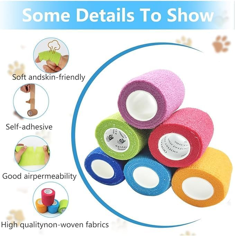 Self Adhesive Bandage Cohesive Bandage,12Roll Self Adhesive Bandage Wrap Elastic Cohesive Wrap,Self Adhesive Cohesive Bandages Elastic Athletic Sports Tape,Athletic Elastic Cohesive Bandage for Sports image number 6