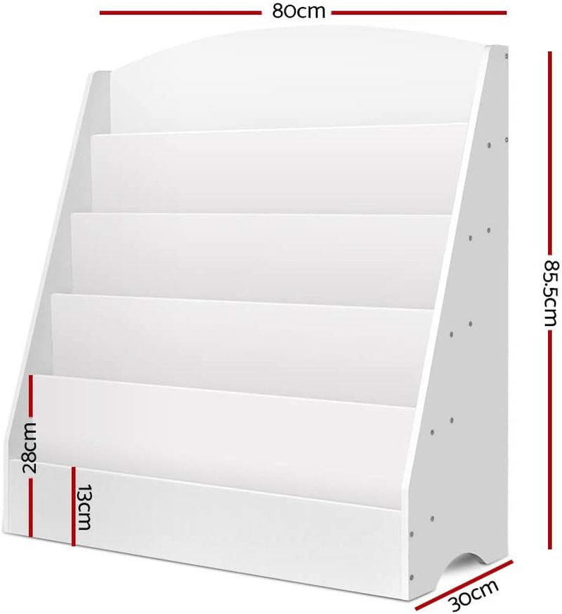 Keezi Kids Bookshelf, 5 Tiers Storage Book Shelf Bookshelves Corner Wall Toy Bookcase Rotating Display Shelves Home Living Room Bedroom Kindergarten Furniture, Rack White image number 1