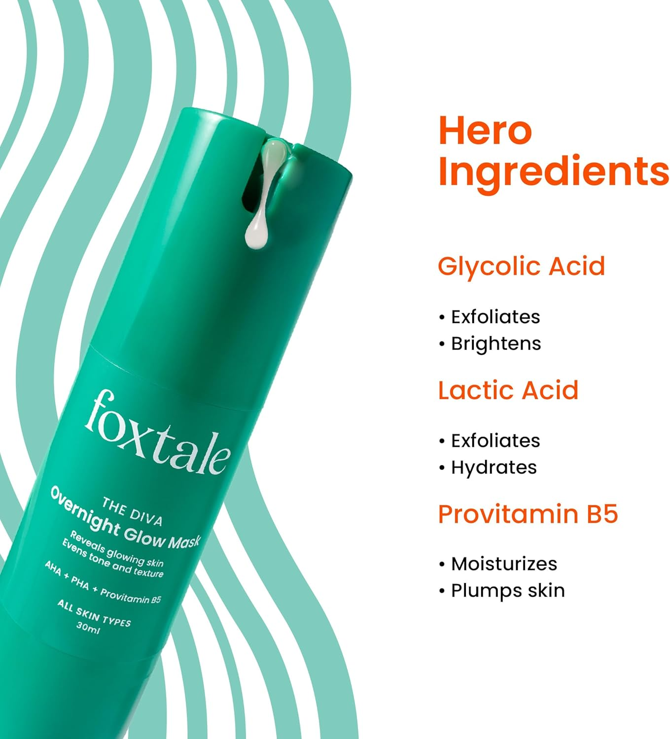Foxtale 2% Glycolic + 2% Lactic Acid Overnight Glow Facial | 30 Second Facial for Salon like Brightening | for Clear, Smooth, Soft Skin | Men & Women | 30 Ml, Green, 30 G (Pack of 1) image number 4