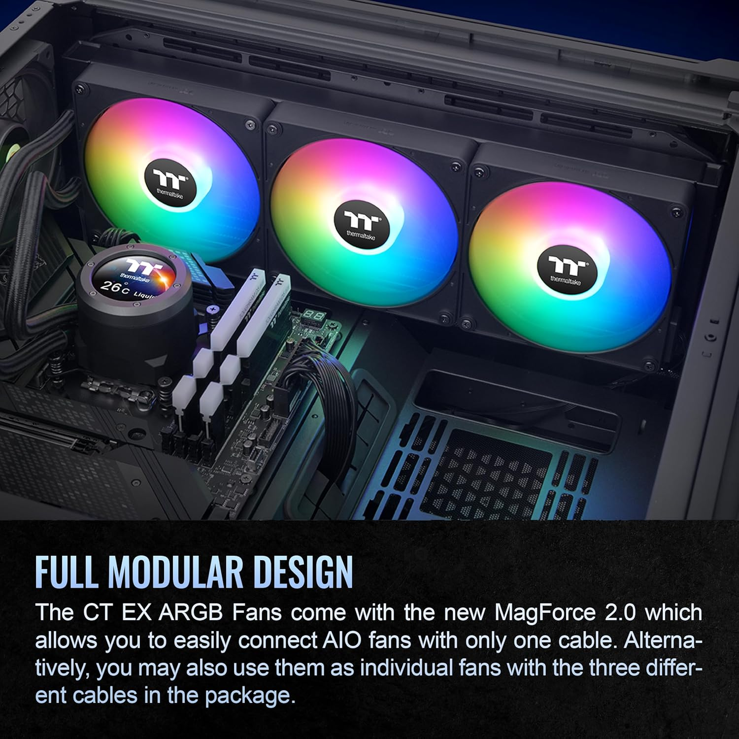 Thermaltake TH240 V2 Ultra EX ARGB Magnetic Connect with 2.1" LCD Display AIO Liquid CPU Cooler, CL-W414-PL12SW-A image number 5