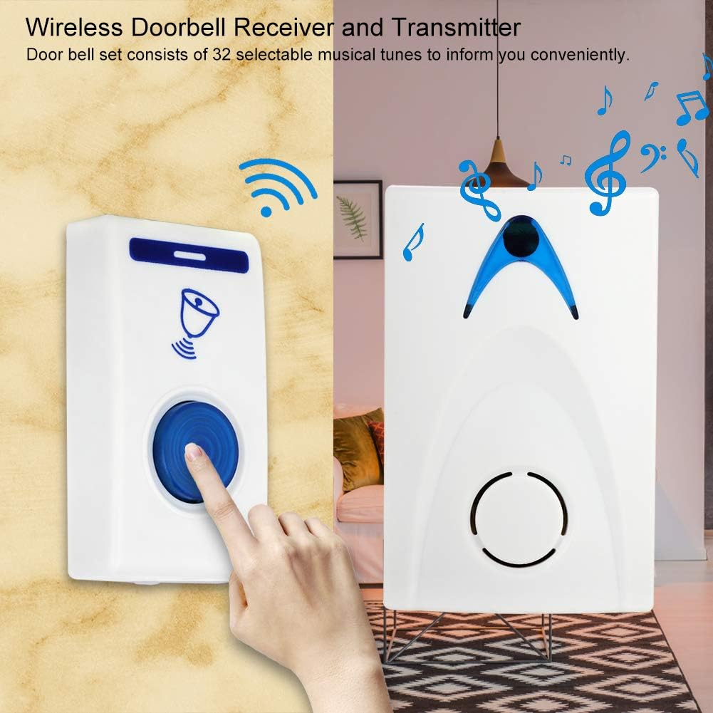 LED Wireless Chime Door Bell Doorbell with Wireles Remote Control 32 Tune Songs C1 100M Range Digital Doorbell Waterproof for Home Office Hotel image number 2