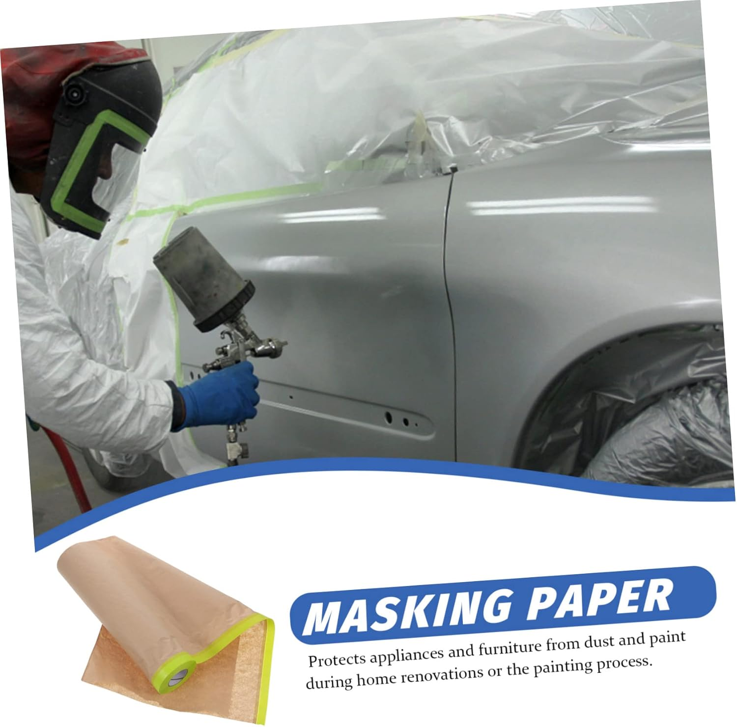 3Rolls Masking Paper Automotive Painting Masking Film Home Painting Supplies Film image number 5