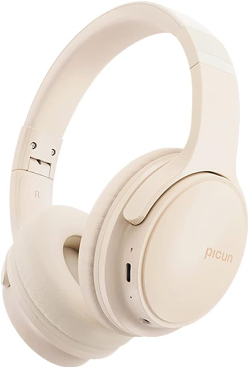 Slub Wireless Headset over Ear, Foldable Bluetooth Headset, HD Stereo Sound, Built-In HD Microphone, 30 Hours Playtime, Suitable for Mobile Phone, Computer, TV, Games, Outdoor, Office (Khaki)