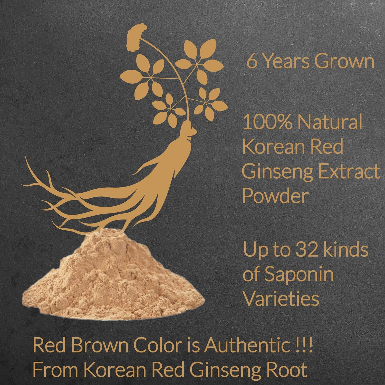 Korean Red Ginseng Extract Powder 100% Natural Authentic Korean Health Power Support Healthy Immune System Energy & Focus Supplements Mix with Coffee Tea Yogurt Soup Smoothies 50 Servings image number 4