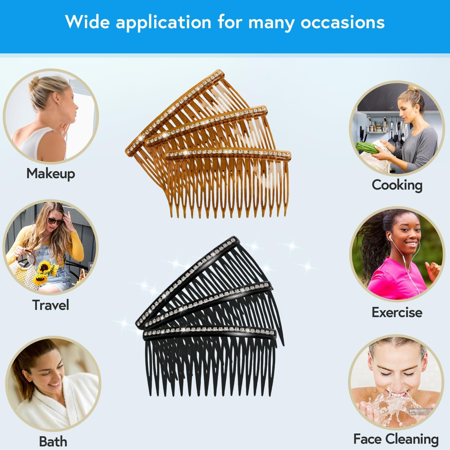 Side Hair Comb for French Twist Bangs Hair Pin Clips with Rhinestone Hair Accessories Decorative Comb for Women Kids Girls 6Pcs image number 5