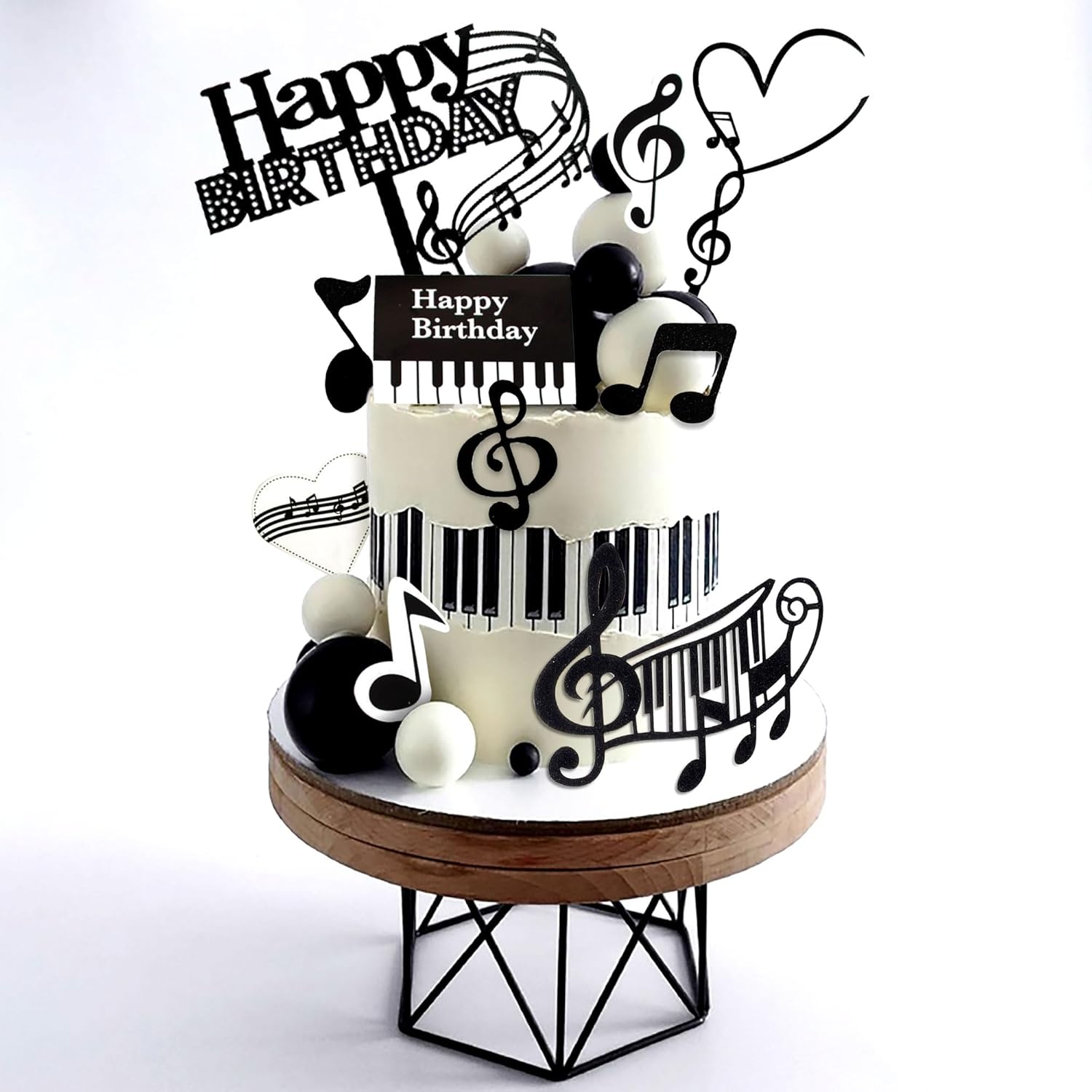 Jevenis Rock Music Cake Topper Guitar Cake Toppers Music Notes Balls Cake Decorations for Musician Birthday Party Rock Theme Party image number 2