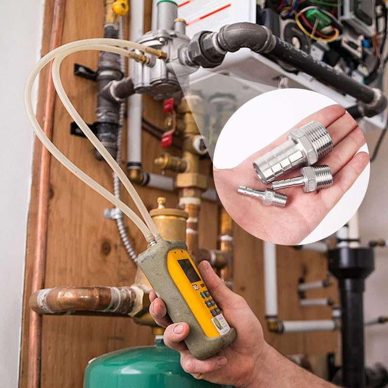 Hose Barb Fitting 2Pcs Stainless Steel Male Thread Coupling Fitting Tail Connector Adapter for Water, Gasand Fuel